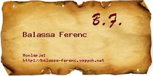Balassa Ferenc névjegykártya