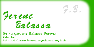 ferenc balassa business card